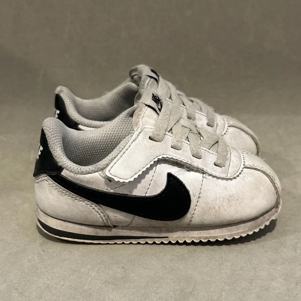 Nike Cortez Toddler Sneakers White Black DM0952-108 Kids Size 7C